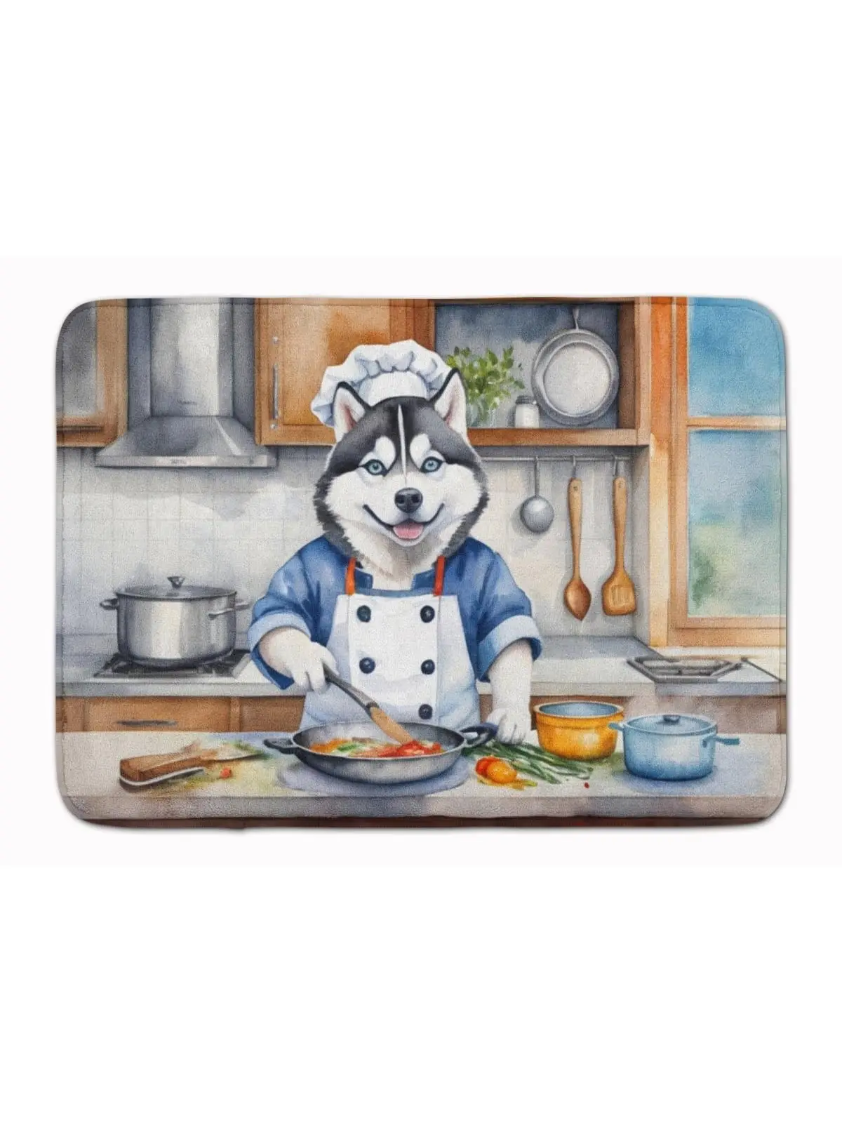 Carolines Treasures DAC6328RUG Soft Memory Foam Kitchen Mat, 19 x 27 in., Siberian Husky The Chef Design, Machine Washable, Suitable for Bath Use