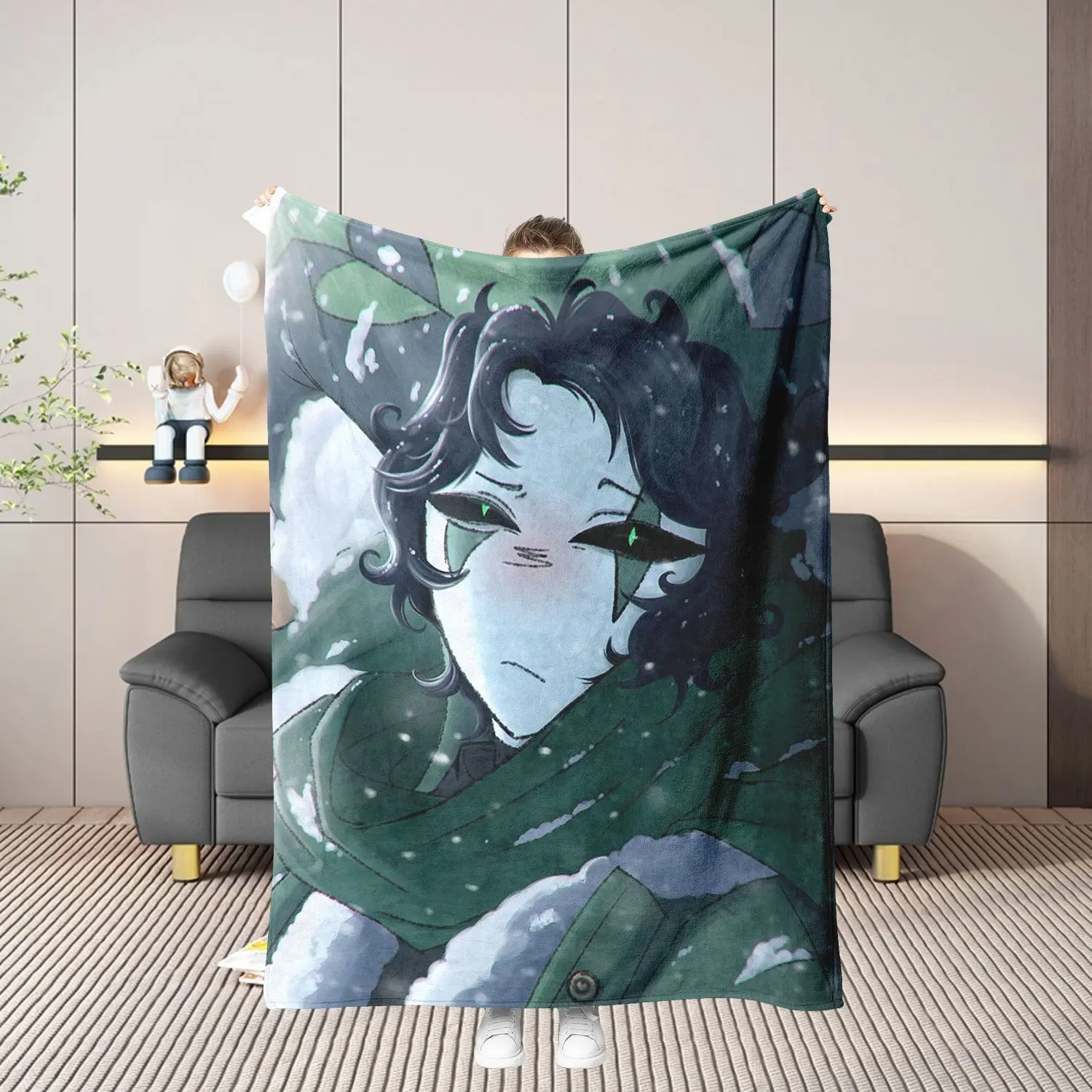 1PC The Freak Circus 5 Clown Fan Art Throw Blanket, Romantic Snow Theme 5 Character Designs Available, All Season Soft Decor Blanket for Sofa Bedroom Dorm, Portable Office Air Condition Lap Nap Blanket, Aesthetic Gift for All Occasions