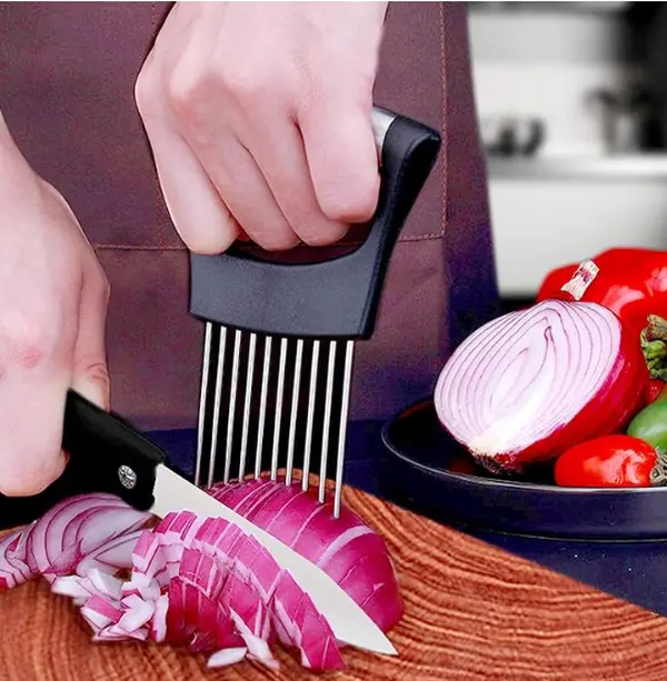 4Pcs Onion Holder Slicer, Stainless Steel Prongs Cutter Chopper, Vegetable and Meat Cutter Holder Comb