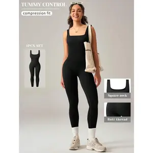 Shapewear Bodysuit For Women Tummy Control Square Neck Seamless Ribbed One Piece Jumpsuit Sleeveless Tank Top Leggings trampoline  park  esli  outfit adanola  yoga  pants Women's Quick-Dry High Waist Shorts thermal  long  sleeve Cool Dry Compression Worko