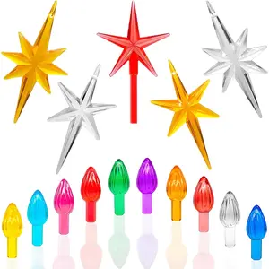 Ceramic Christmas Tree Replacement Light Bulbs Medium Multicolor Twist Light Ornaments 117 Bulbs+5 Topper Star