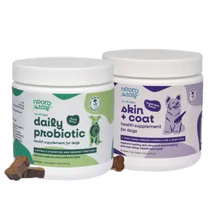NooraTail Skin & Coat Health & Probiotics Chews for Dogs - 2 Pack - Supports Healthy Skin, Shiny Coat & Digestive Health Canine Nutritional Supplement