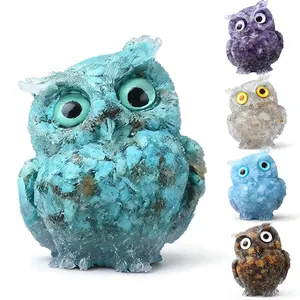 Owl Crystal Statue - Natural Tumbled Stone Owl Figurine for Home Shelf Decor, Cute Animal Table Ornament, Meditation & Spiritual Gift - Turquoise Color (2.5")