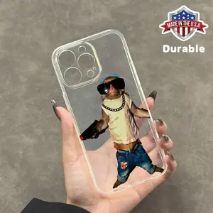 [TPU Phone Case] Shockproof Anti-Fall TPU Phone Case |       Monkey Holding A Gun Pattern Full-Body Protection |       for iPhone 16 15 14 13 12 11 XS XR X 7 8 Mini Plus Pro Max SE, Transparent, for Men and Women Cover Protective