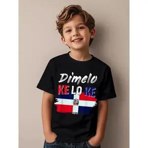 Dimelo Ke Lo Ke Dominican Republic Flag Novelty Aesthetic Graphic Kid T-Shirt Popular Kid T Shirts Trending Tees Tops for Kid