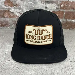 King Ranch Richardson 112 Embroidered Patch Curved Bill Mesh Snapback Cap Hat Black