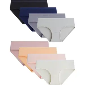XY-UDW06 Teen Girls Underwear Cotton Panties Briefs Solid Color Pack of 8