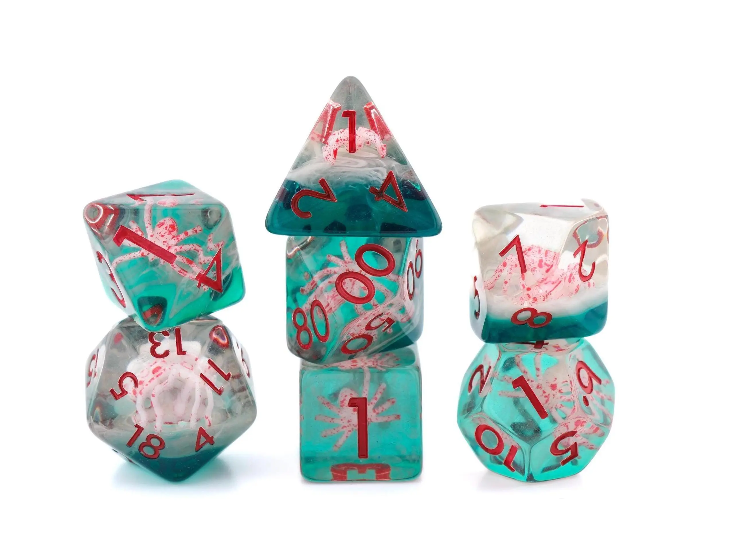 Spider Resin Crawlers DnD Dice Set, 7-Piece Unique Gaming Dice for Gamer RPGs