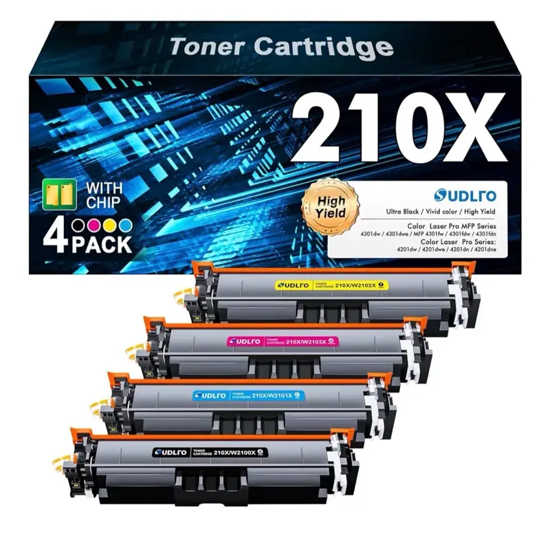 UDLTO Compatible HP 210X Toner Cartridges 4 Pack 4301fdw 4301 210X High Yield for HP 4301fdw 4201dn 4301fdn 4201dw Printer