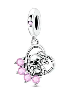 Cute Zircon Dog Paw Pendant Necklace, Animal Pendant, DIY Jewelry Making Accessory, Perfect Gift for Women, All Season Casual Style