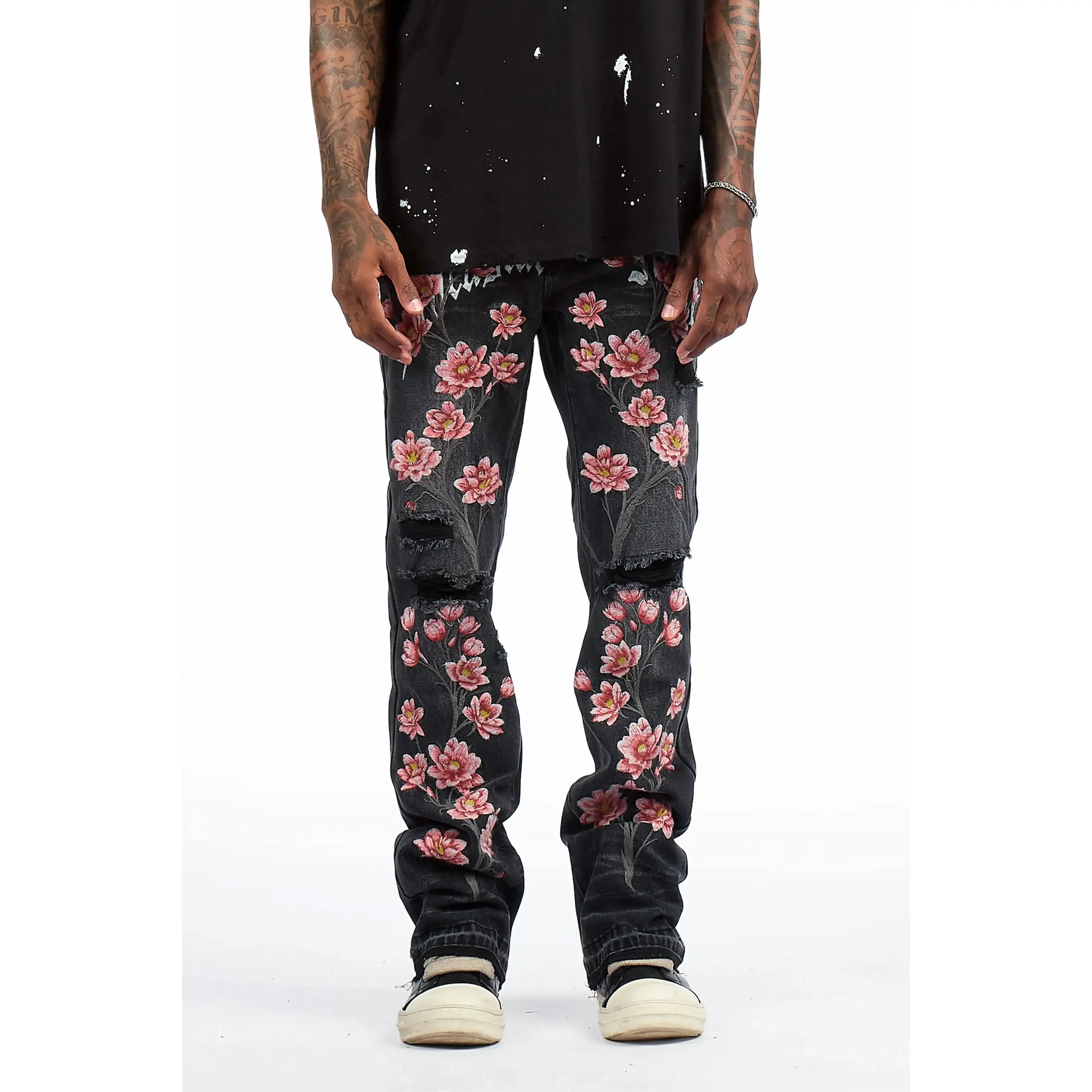 Folor Dark Grey Stacked Flare Jean