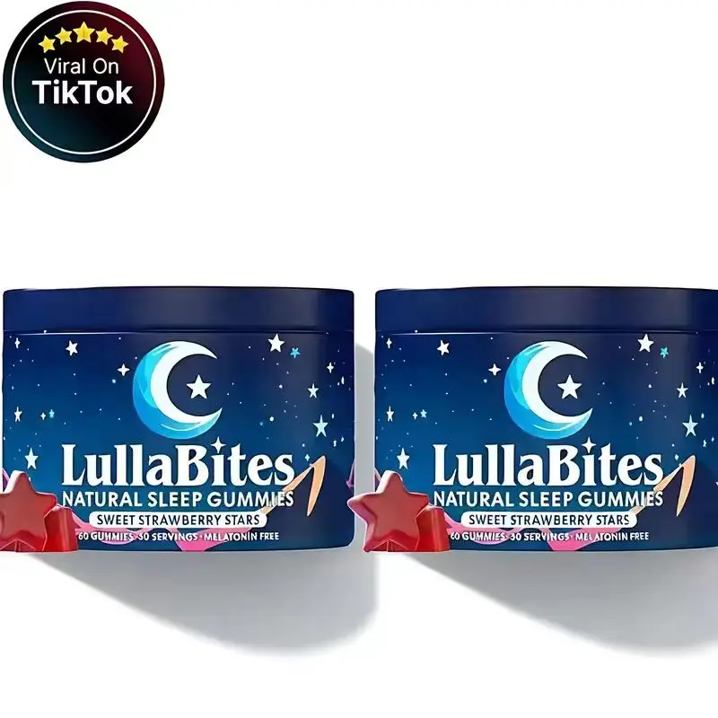 LullaBites Natural Sleep Gummies - 30 Servings-Sweet Strawberry Stars (Melatonin Free)