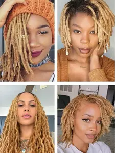 Dreadlocks Extension Human Hair 0.8cm #27 Honey Blonde Traditional Boho Locs Extension 10 Strands/bundle 6-16inch Length Handmade Dreads Hip-hop Styles