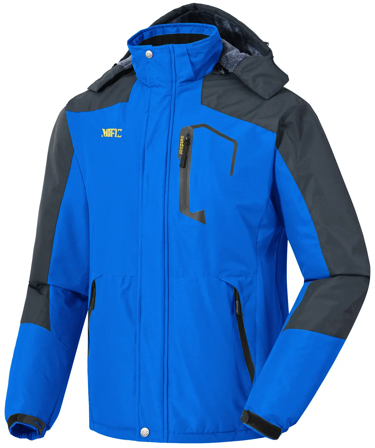 MoFiz Men's Waterproof Ski Jacket Warm Winter Snow Coat Mountain Windbreaker Hooded Thicken Fleece Parka Zip Pockets