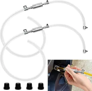 2 Pcs Brake Bleeder Hose One Way Check Valve Universal Brake Fluid Deflerator for Car Motorcyle Clutch System Anti-Backflow Soft Tube with Screw Caps Brake System Bleeding Tools