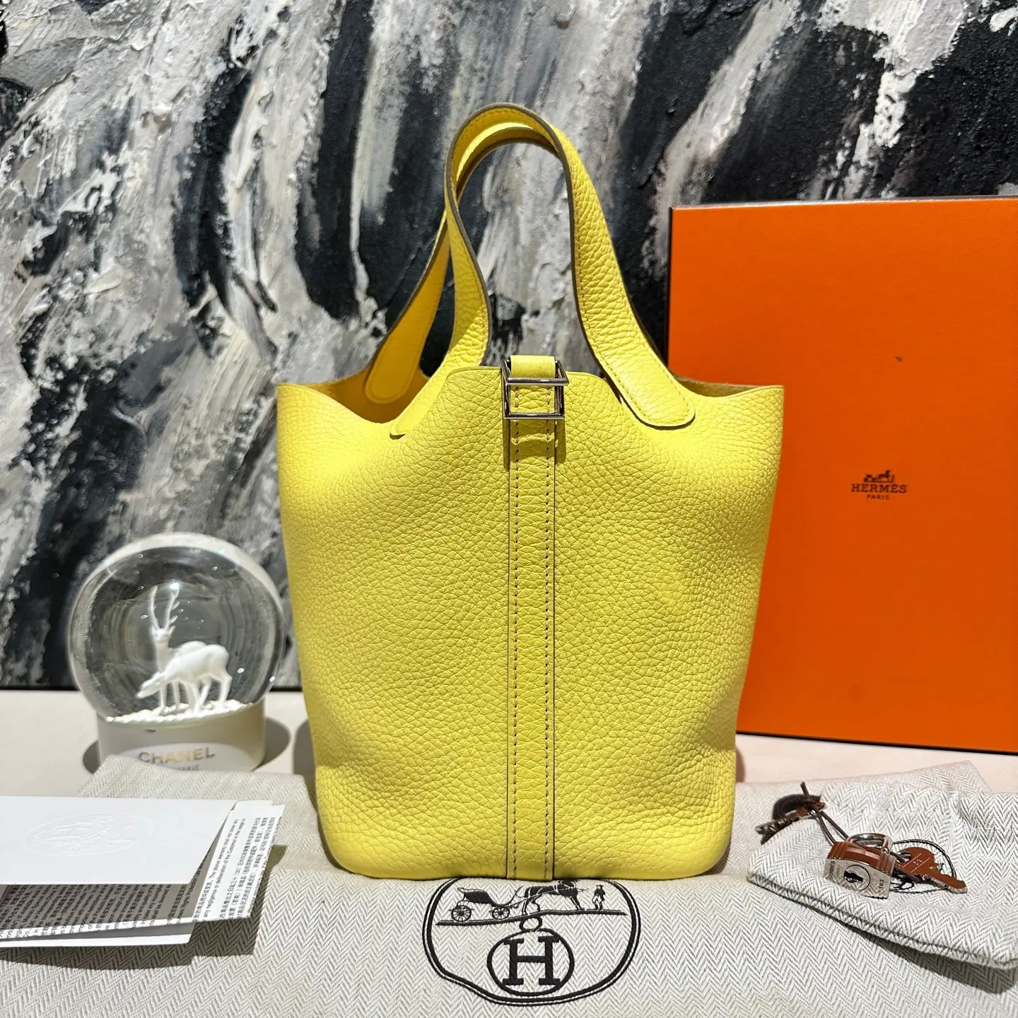 Pre-owned HERMÈS picotin 18 jaune de naples