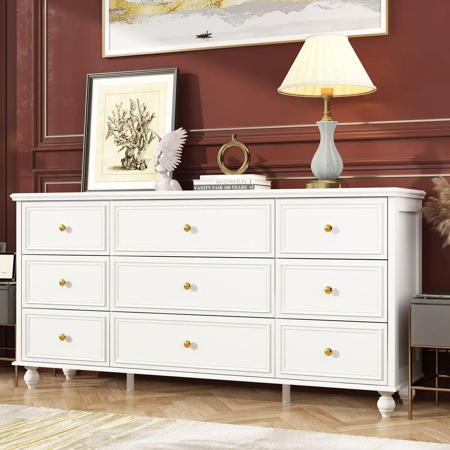 green emerald velvet dress Amazon.com: NOVAMAISON White Dresser for Bedroom with 9 Drawers, 63 Wide  White Fluted Dresser Modern Chest of Drawers with Gold Handles, Wooden TV  Stand Storage Organizer for Bedroom, Living Room : Home