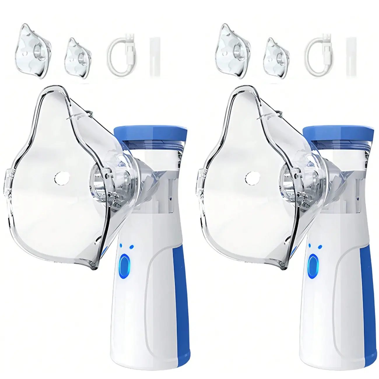 2PCS Handheld Mesh Nebulizer - USB-Powered Compact Portable Unit with Accessories & Power Cord, USB Facial Steamers for Home & Facial Hydration Use (No Battery)