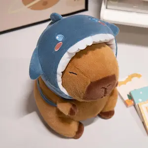Cute Shark Head Backpack Plush Toy with Capybara Design Adorable Stuffed Doll  Birthday and Holiday Gift for Kids or Friends