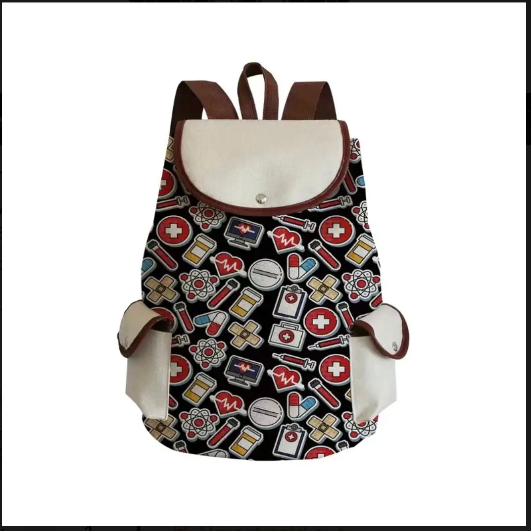 Nurses Healthcare Workers Medical Backpack Large Capacity Handmade Laptop Bags Waterproof Lightweight Nursing Accessories for Work Canvas