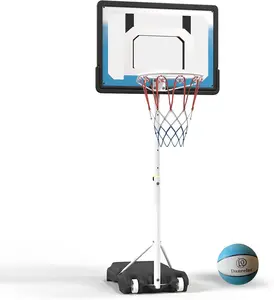 Pool Basketball Hoop, Height Adjustable 3.9ft–6.9ft, Black PE Frame with Water Base, Includes Air Pump & 8in Rubber Ball, Indoor & Outdoor Use