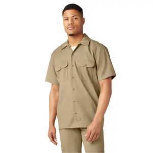 Dickies Men's Original Classic Khaki Short-Sleeve Twill Workwear Top - Casual Shortsleeve Menswear Plain Shirt with Functional Fabric, Simple Design, Buttons, Pockets, Tailored Hem