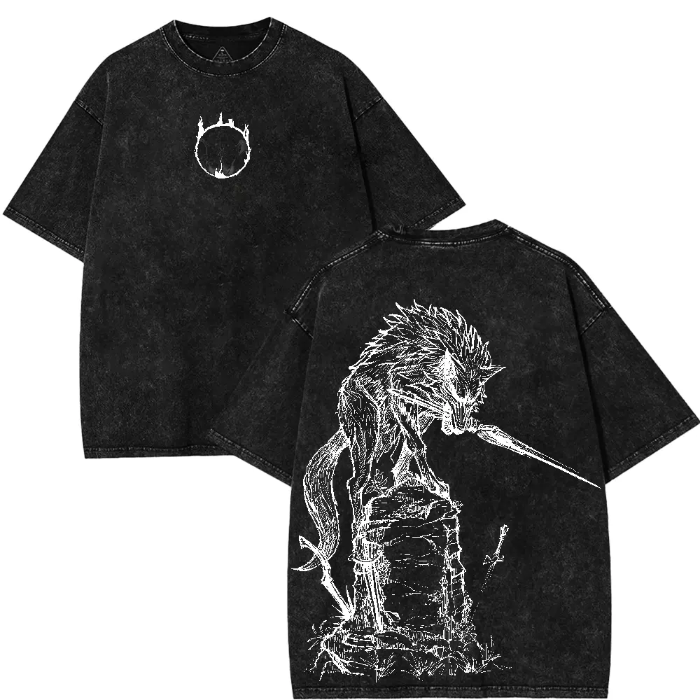 Retro Limited Dark Souls Great Gray Wolf Sif T-Shirt Dark Souls 2025 Gaming Apparel, Gamer TShirt, Video Game Clothes Tropical Fabric Menswear alt clothes Top