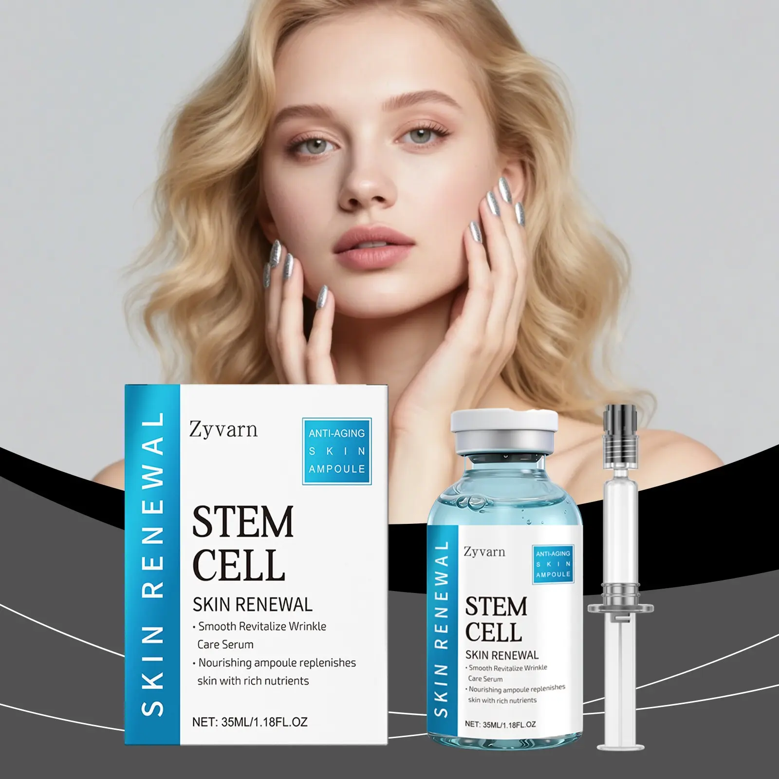 Stem Cell Face Care Serum, 35 ml Anti-Ageing Microneedling Serum, Firming Anti Wrinkle, Reduces Wrinkles, Tightens the Skin, Moisturises and Nourishes, Suitable for All Skin Types