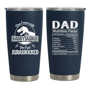 20oz Daddysaurus Dad Tumbler with Lid, Funny Father’s Day Gift for Dad, Insulated Stainless Steel Coffee Travel Mug