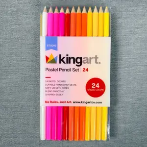 KingArt Studio: Pastel Pencil Set, 24 Pastel Colors, Soft, Velvety Cores, Blend Smoothly, Sharpen Easily, Durable Point for Crisp Detail.