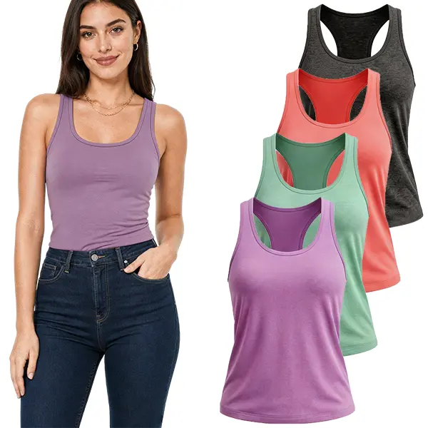4 Pack Women's Sleeveless Fitness Tank Tops - Quick-dry, High Stretch & Breathable Fabric, Crew Neck Summer Running Training Shirts, Activewear, Lightweight Material, Workout Tops for Women