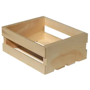 212 MAIN Natural Wooden Storage Crate - Pack of 4 (4.75x9.625x11.75 in), Desktop Organiser, Home Supplies Decor Boxes, Room Storage Solution