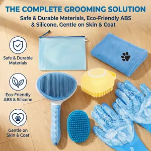 Dog Bath Brush Set, 6 Countsset DurableDog Bath Brush & Dog Towel & Gloves &Storage Bag, Pet Grooming Tool Set, PetBathing Tool for Dog & Cat, Dog GroomingKit