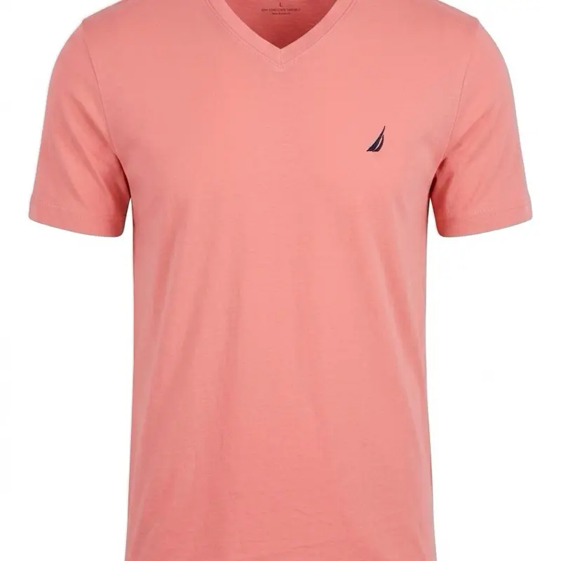 This is a pink Nautica Performance V-neck tee with a J-class logo. Size L