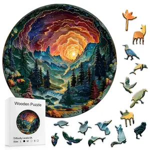 Nebula Valley 5A Difficulty Wooden Jigsaw Puzzle Starry Forest Fantasy Scenery Stress Relief Immersive Challenge Gift for Creativity Enthusiasts Calming Activity Focus
