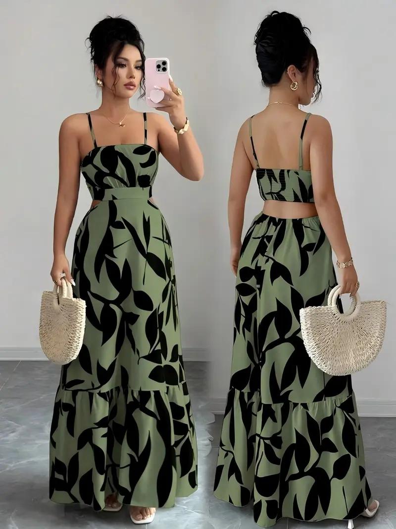 yellow floral printed dropped waist midaxi dress Trending Lemon Print Mid-Length Dress