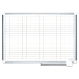 Bi-Silque Visual Communication Products MA0392830 MasterVision Grid Planning Board- 1x2 in. Grid- 36x24- White-Silver