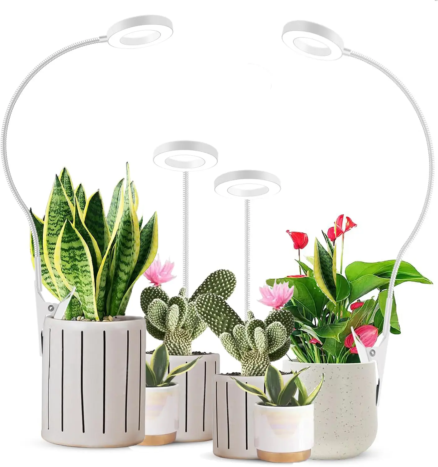 Indoor Plant Grow Light with 360° Gooseneck, Adjustable Full Spectrum Clip-On LED with 3 Color Modes, 10 Brightness Levels, and Timer (3/9/12H), USB-P