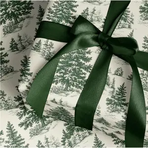Woodland Toile Christmas Wrapping Paper Roll, Rustic Vintage Christmas Gift Wrap Roll, Holiday Gift Wrap, Luxury Christmas Wrapping Paper