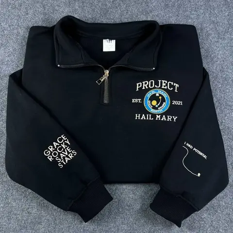 Project Haiil Mary Embroidered Quarter Zip Sweatshirt, Amaze Amaze Amaze Sweatshirt, Sci-fi Fantasy Bookish Crewneck Shirt, Gift For Her Him