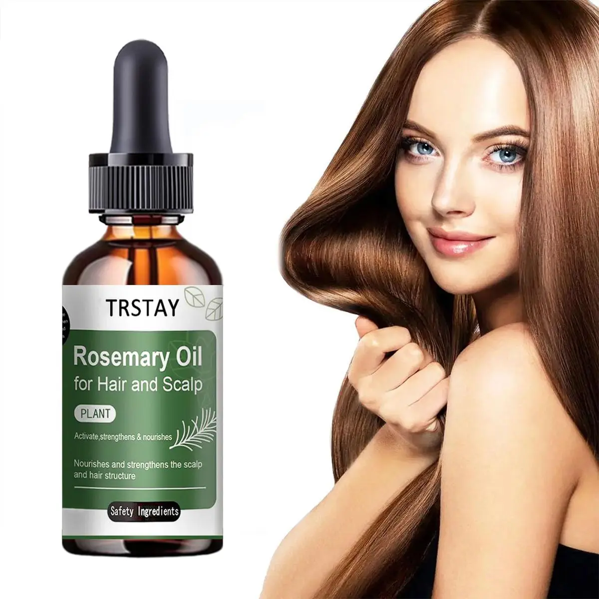 Trstay Hair Care Oil, Hair Nourishing Oil, Coconut Extract, Castor Oil, Tea Tree Oil, Peppermint Oil, Rosemary Oil, Lightweight, Hydrating, Moisturizing, Non-Greasy, Locks Moisture, Smooth Hair, Haircare Moisturizing Oil