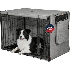 Dog Crate Cover 36 Inch, Heavy Duty Waterproof 600D Oxford Kennel Cover for Wire Cages with 1/2/3 Doors, Privacy Pet Cover with Storage Bag - Machine Washable, Indoor/Outdoor,Gray