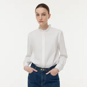 Cotton Ruffle Collar Women Shirt