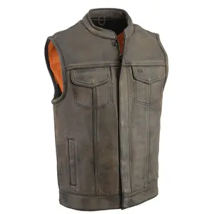 Milwaukee Leather Men's Club Style Motorcycle Vest -Premium Leather, Dual Closure, CCW Pockets, Patch-Ready Back