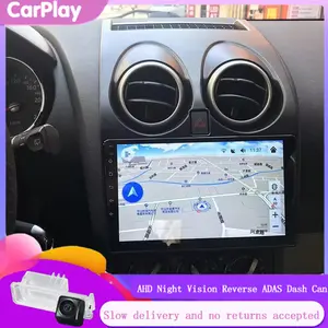 Android Car Stereo for Nissan Rogue 2007-2015 with Round Hazard Wireless CarPlay Android Auto Mirror Link 2G+32G 9 Inch Touchscreen Bluetooth GPS Navigation WiFi FM Backup Camera MIC