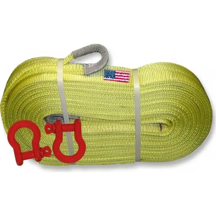 BILLET4X4 U.S. Made MEGA Recovery Strap 6 inch X 30 ft Two-PLY with 'Patriot RED' MEGA D-Shackles (Off-Road Recovery)