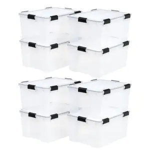 IRIS USA 110559 62.8 Quart Weathertight Plastic Storage Box, Clear (4 Pack)