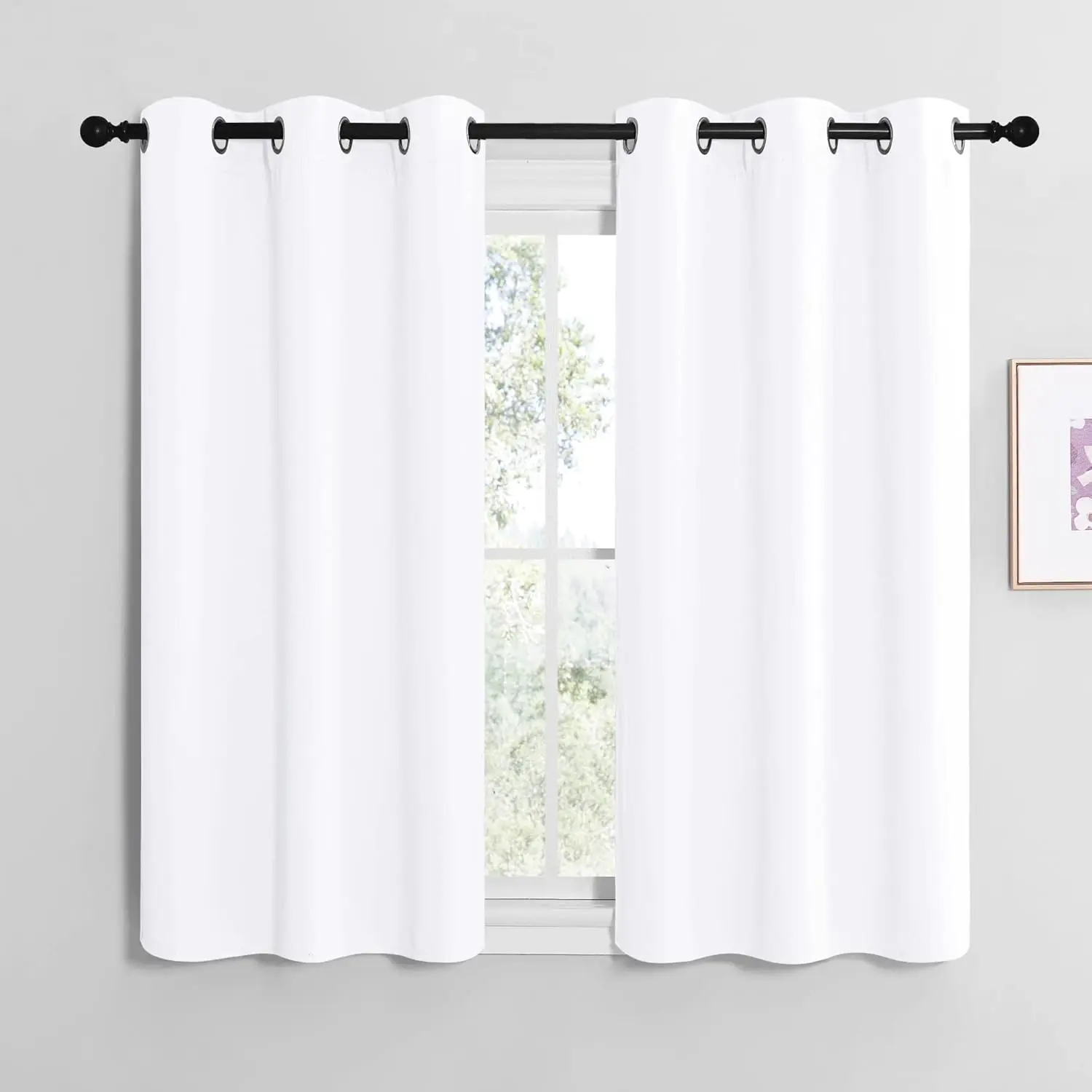 NICETOWN White Window Curtain Panels 50 inch Length， 50% Light Blocking Curtains for Bedroom & Dining Room Window (Set of 2， 42 inches x 50 inches)