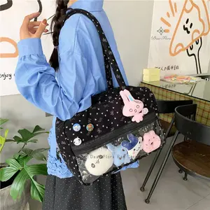 New Y2k Cute Large Capacity Ita Bag Lolita Girls Transparent Bag DIY Badge Display Shoulder Bag Fashion Comic Exhibition Handbag