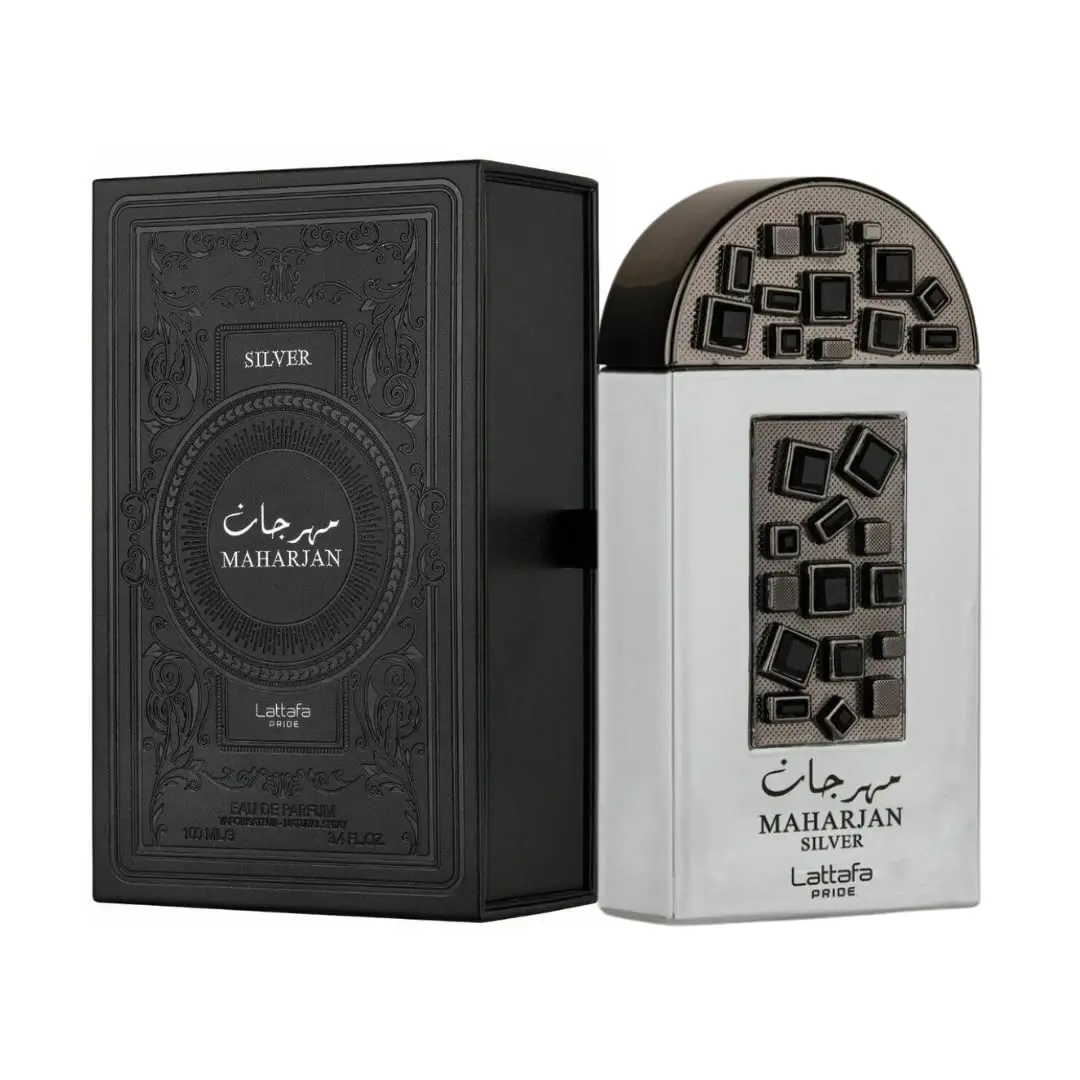 Lattafa Maharjan Silver Eau de Parfum for Unisex 100ml 3.4oz Elegant Fresh Long Lasting Arabian Fragrance with Citrus Florals & Musky Woods